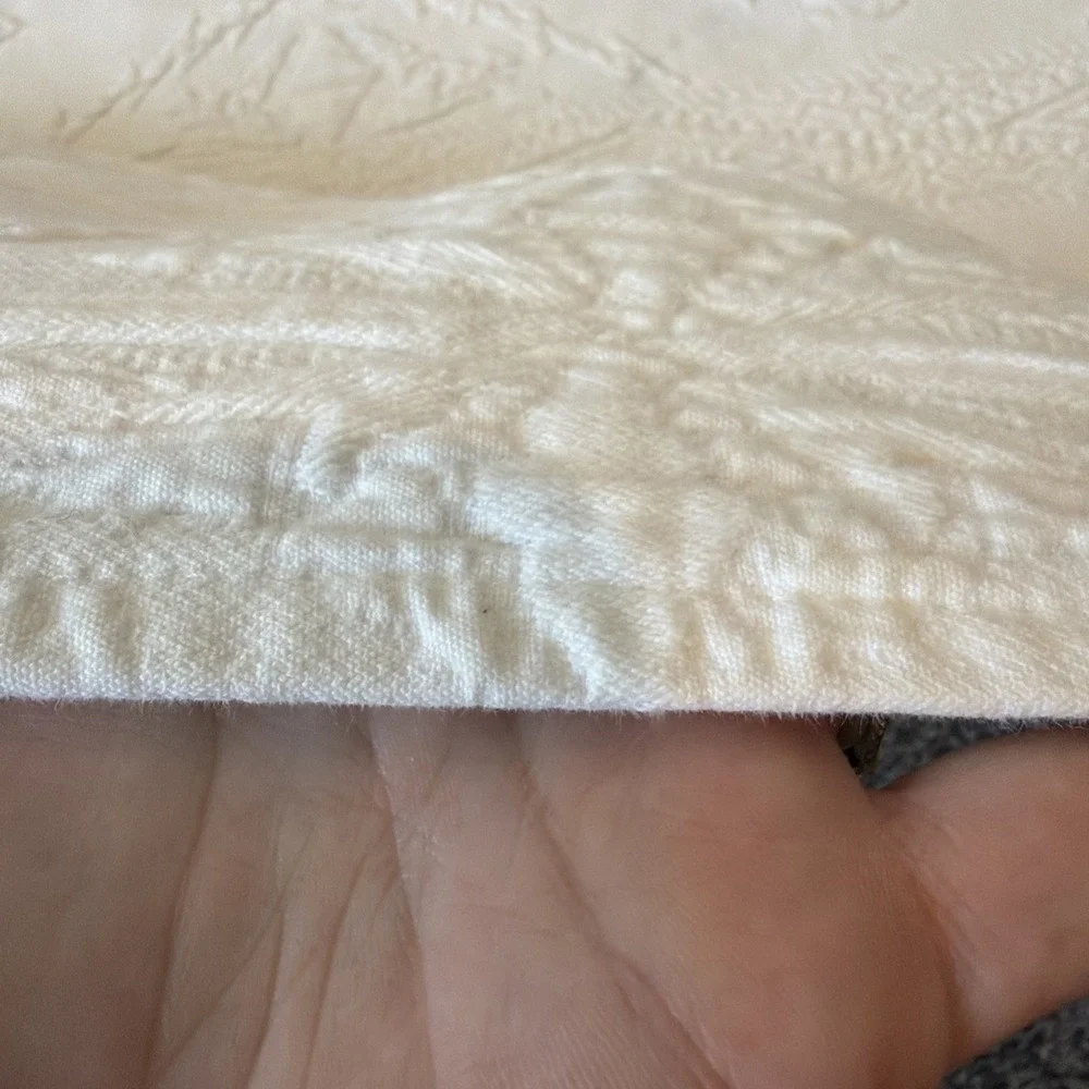 Ralph Lauren Textured 100% Cotton White Coverlet Geometric Diamond Pattern Full